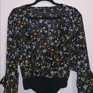 MISSGUIDED Floral Long Sleeve Bodysuit